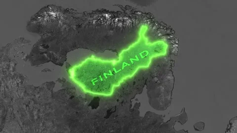 Finland Map Highlight with Glowing Green Border Video stock 341502603