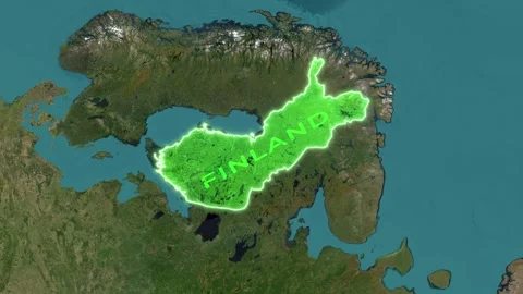 Finland Map Highlight with Glowing Green Border Video stock 341502612