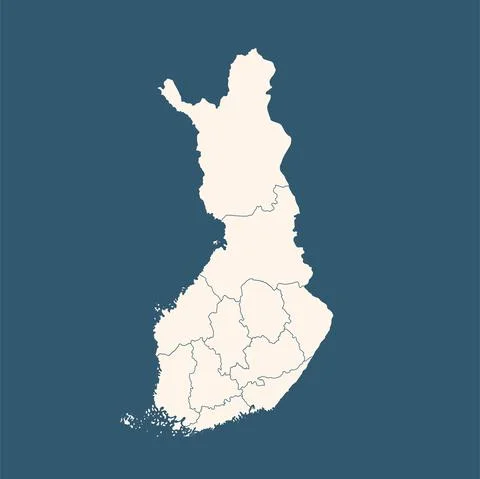 Finland map isolated on blue background. Vector Stock Illustration