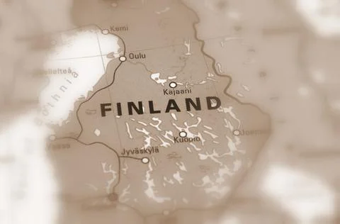 Finland on a map Stock Photos