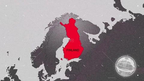 Finland Map Red and Gray with Effects Stock Footage 343554726