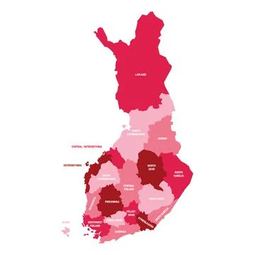 Finland - map of regions Stock Illustration
