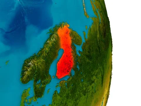Finland on model of planet Earth Stock Illustration