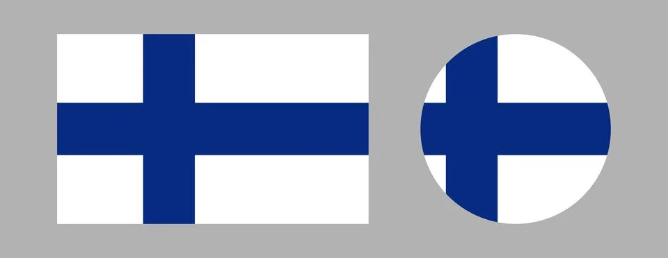 Finland national flag round, rectangular icons. Official colors. Flat design for Stock Illustration