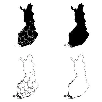Finland Outline and Solid Fill Map Set. 스톡 일러스트
