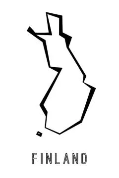 Finland simple vector map outline - country shape sharp polygonal geometric s Stock Illustration