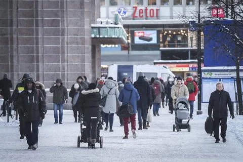 Finland unconditional basic income experiment, Helsinki - 04 Jan 2017 Stock Photos
