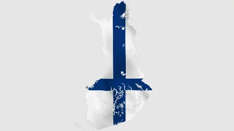 Finland waving flag map with alpha channel and seamless loop Stock Footage 171545073