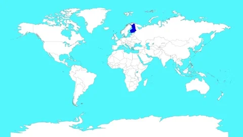 Finland in world map animation.Silhouette map of Finland 動画素材 309851935