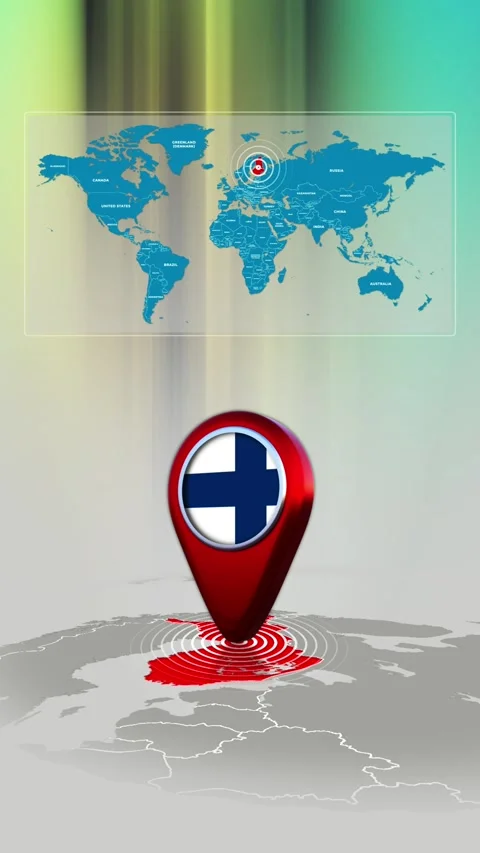 Finland World Map Pin Location Background Loop Vertical Stock Footage 341771500