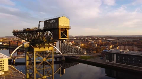 Finnieston Crane Panning Shot Stock Footage
