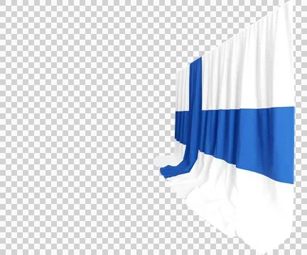 Finnish Flag Curtain in 3D Rendering Finland's Nordic Spirit Illustration