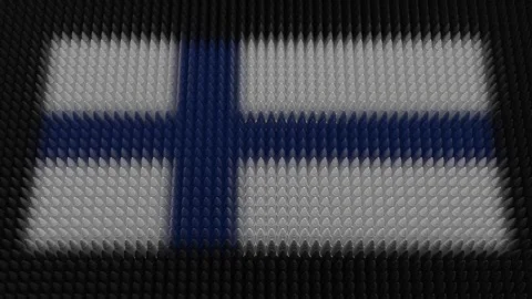 Finnish Flag Light Shining on Scrolling Bullets Stock Footage 293729859