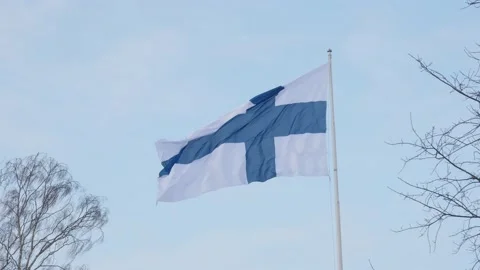 Finnish flag raised for Independence Day Video stock 167699185