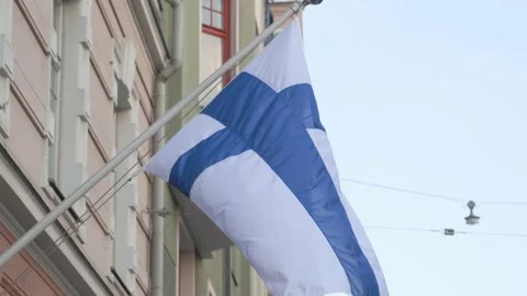 Finnish flag raised for Independence Day Video stock 167699237