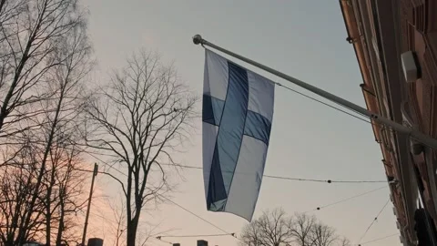 Finnish flag raised for Independence Day Video stock 167699259