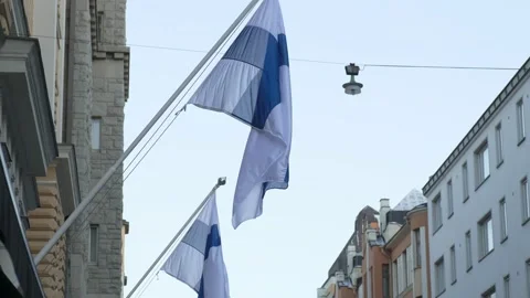 Finnish flag raised for Independence Day Video stock 167699309
