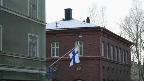 Finnish flag raised for Independence Day Stock Footage 167699328