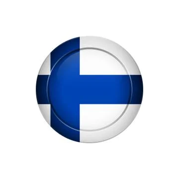 Finnish flag on the round button, vector illustration Stock Illustration