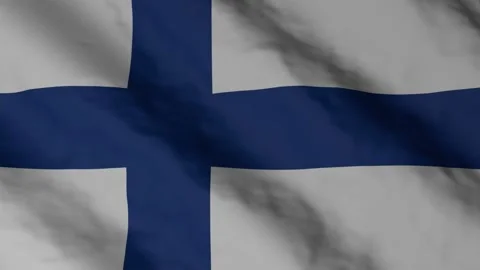 Finnish flag waving in the wind. Finland national flag video footage.	 Stock Footage 168442011