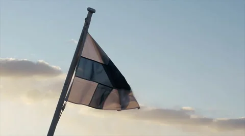 Finnish flag waving in the wind sunset Finland Stock Footage 48247242