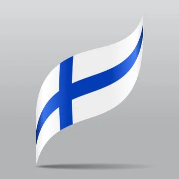 Finnish flag wavy abstract background. Vector illustration. Stock Illustration