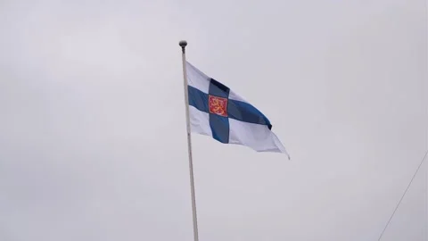 Finnish flag in the wind Stock Footage 301465423