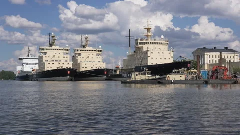 Finnish Ice Breakers filmed at Katajanokka in Helsinki, Finland Stock Footage 338199664