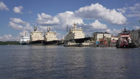 Finnish Ice Breakers filmed at Katajanokka in Helsinki, Finland Stock Footage 338200286