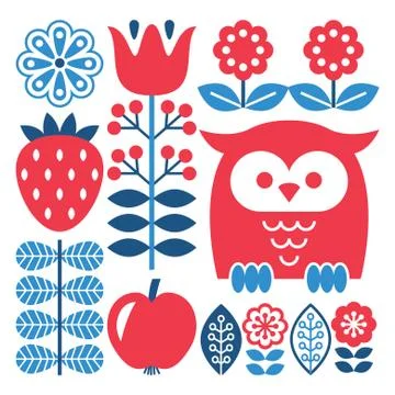 Finnish inspired folk art pattern - Scandinavian, Nordic style Stock Illustration