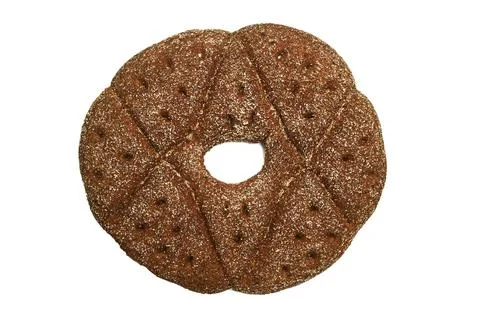 Finnish round rye bread on a white Stock Photos