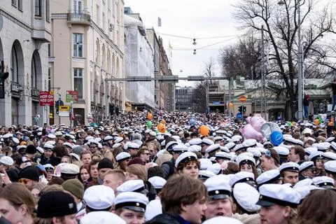 Finnish students celebrate Vappu. Stock Photos