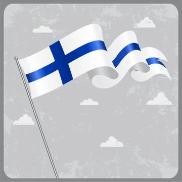Finnish wavy flag. Vector illustration Stock Illustration