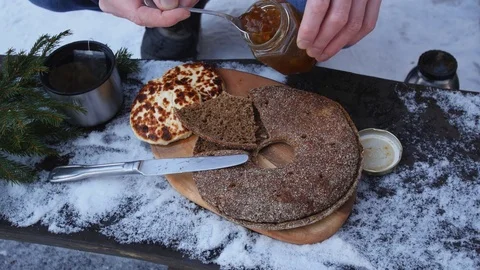 Finnish winter picnic Stock Footage 73396520