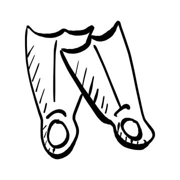 Fins or flippers for diving vector illustration sketch hand drawn with black Stock Illustration