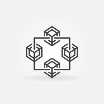 Fintech and block chain vector concept line icon 库存插图