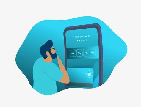 Fintech and crypto portfolio app for easy finance management. Monitor digital Stock Illustration