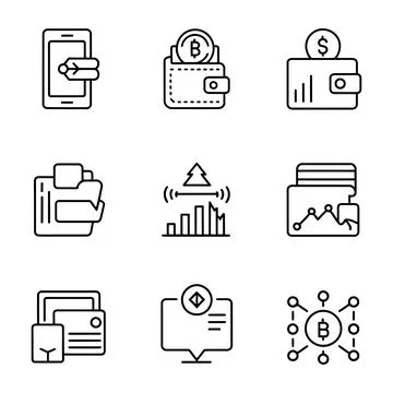 Fintech and Digital Banking Icons. Stock-Illustration