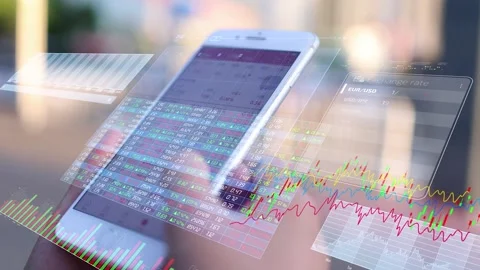 Fintech and stock trading data analysis Stock Footage 255759176