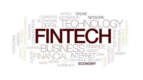 Fintech animated word cloud, text design animation. Kinetic typography. Stock Footage 80816673