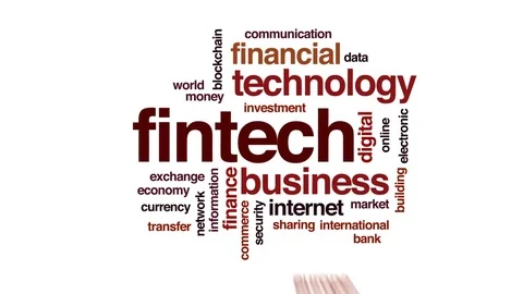 Fintech animated word cloud, text design animation. Stock Footage 81140027