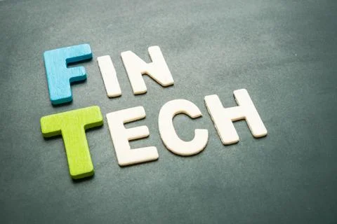 FinTech on blackboard Stock Photos