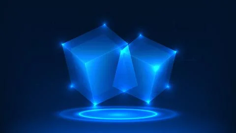 Fintech blockchain technology background two stacked digital blocks, repres.. Stock Illustration