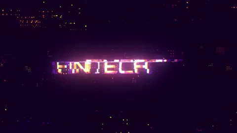 Fintech cinematic title on black abstract background Stock Footage 299916742
