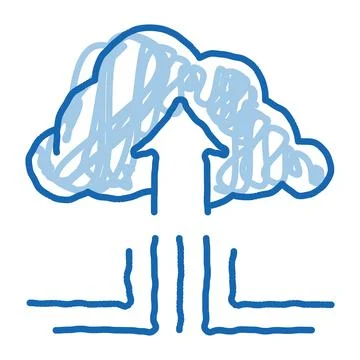 Fintech cloud storage doodle icon hand drawn illustration Stock Illustration