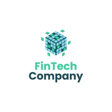 Fintech company text with rubik cube logo Stock Illustration
