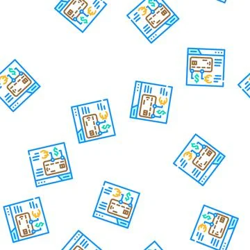 Fintech digital card vector seamless pattern Stock Illustration