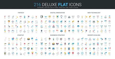Fintech Digital Innovation Startup Strategy Flat Icons Stock-Illustration