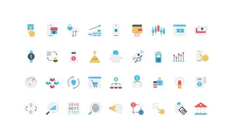 Fintech, digitalization of banking service and payment, data update color icon Stock Illustration