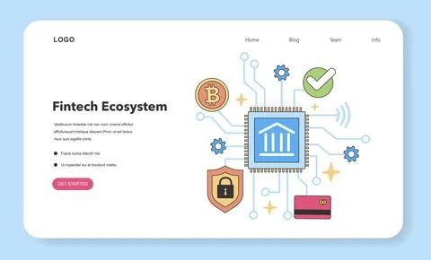 Fintech Ecosystem concept. Flat vector illustration. Stock Illustration